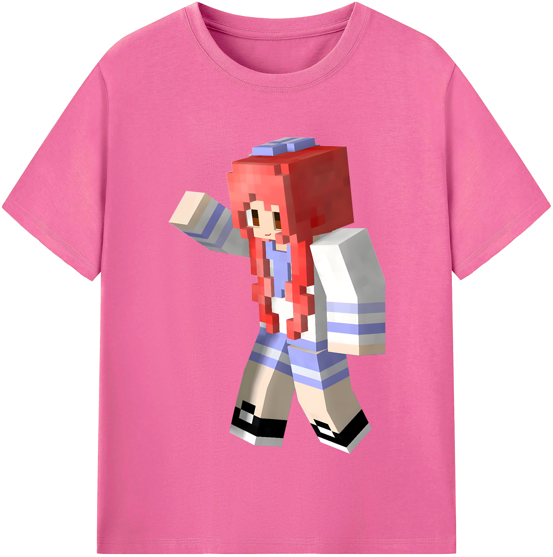 （画像用） マインクラフト ブロックの世界 Minecraft MC Block world レディースカジュアルプリントTシャツ（綿100％）